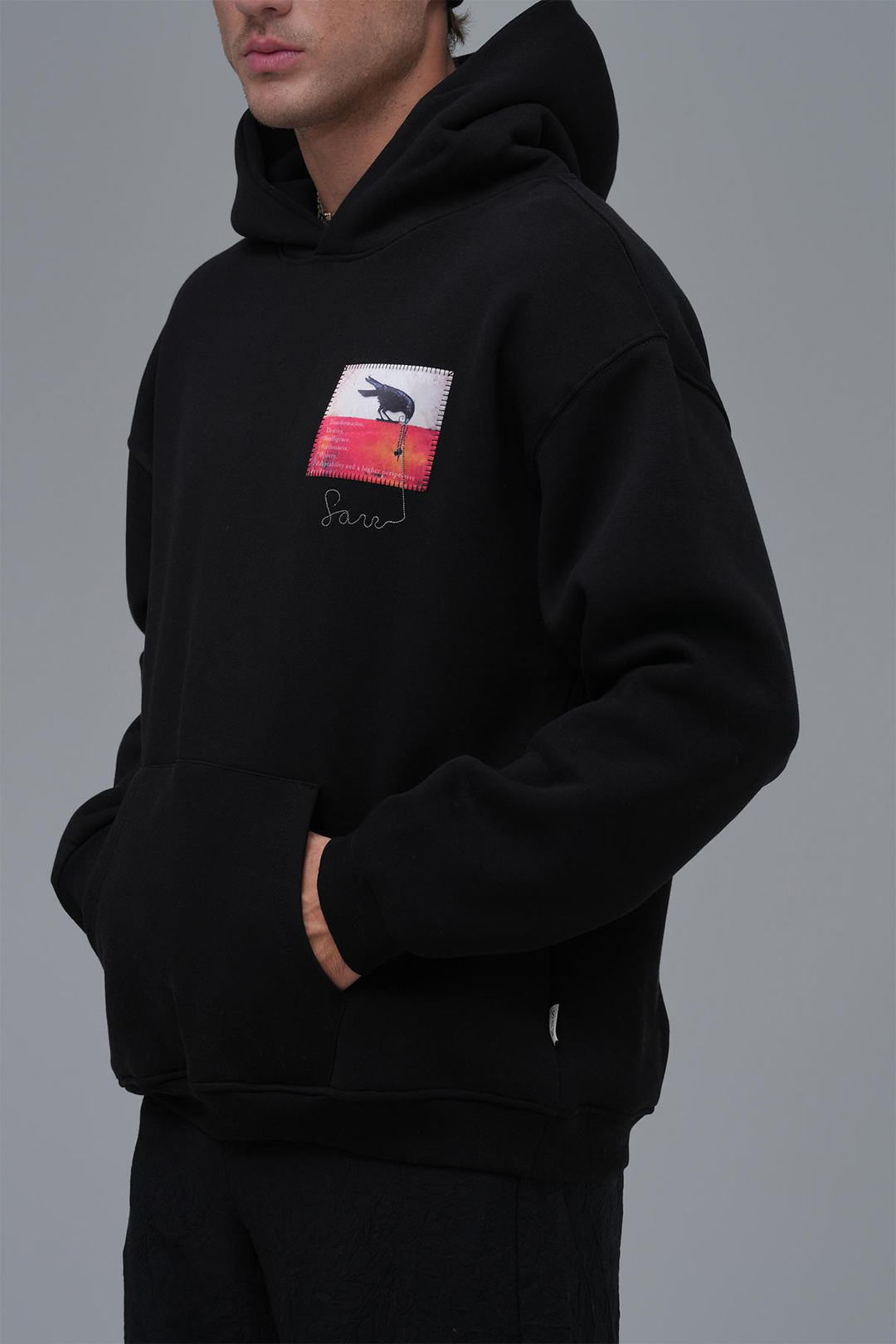 Crow of Transformation Oversize Sweatshirt Erkek Siyah