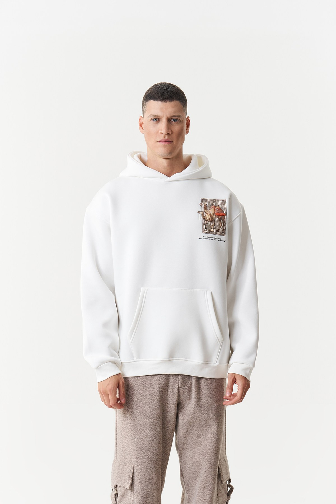 Desert Echo Oversize Erkek Sweatshirt Ekru