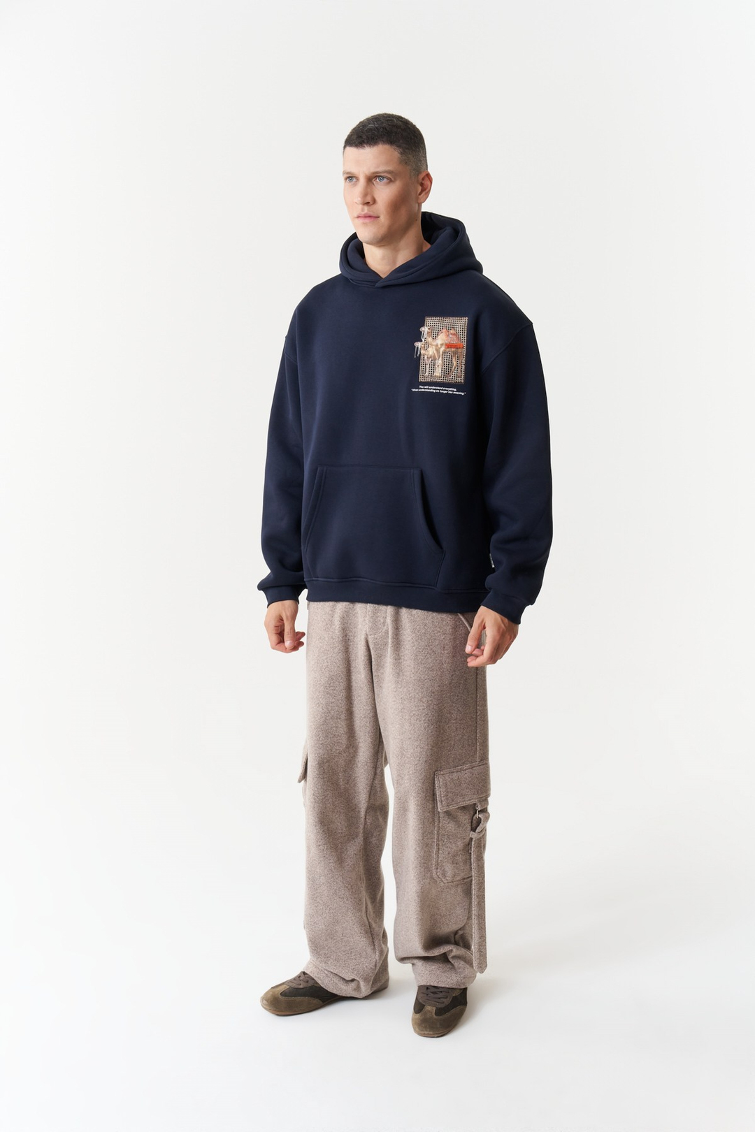 Desert Echo Oversize Erkek Sweatshirt Lacivert