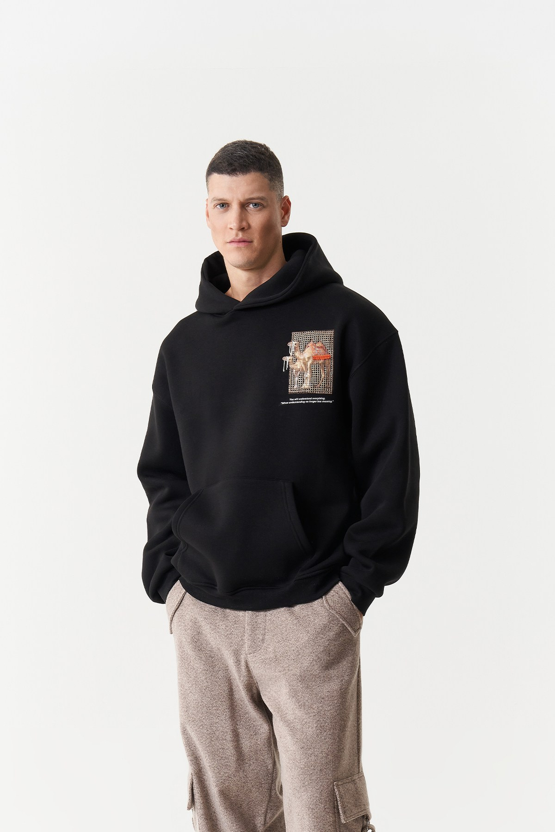 Desert Echo Oversize Erkek Sweatshirt Siyah