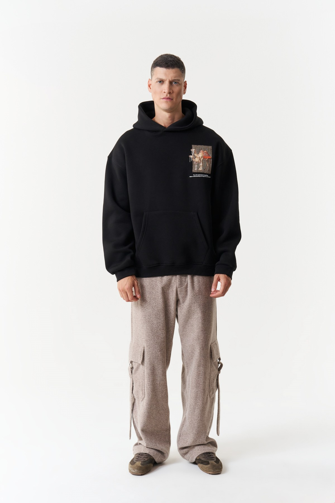 Desert Echo Oversize Erkek Sweatshirt Siyah
