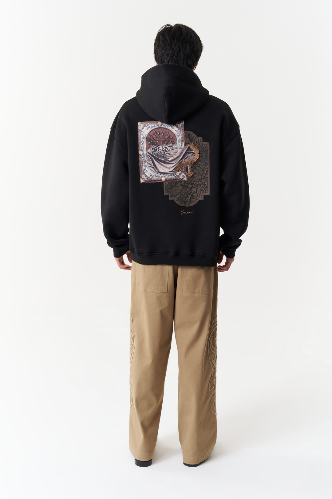 Desert Veil Oversize Erkek Sweatshirt Siyah
