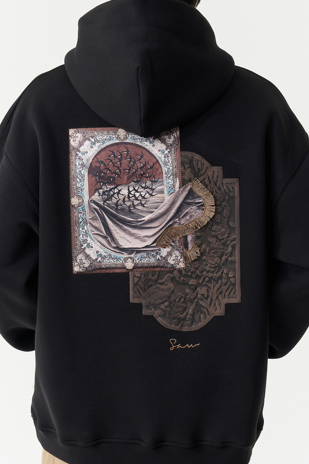 Desert Veil Oversize Erkek Sweatshirt Siyah