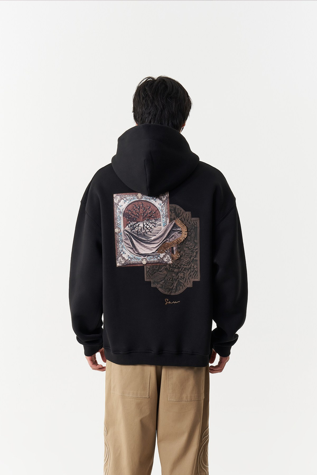 Desert Veil Oversize Erkek Sweatshirt Siyah