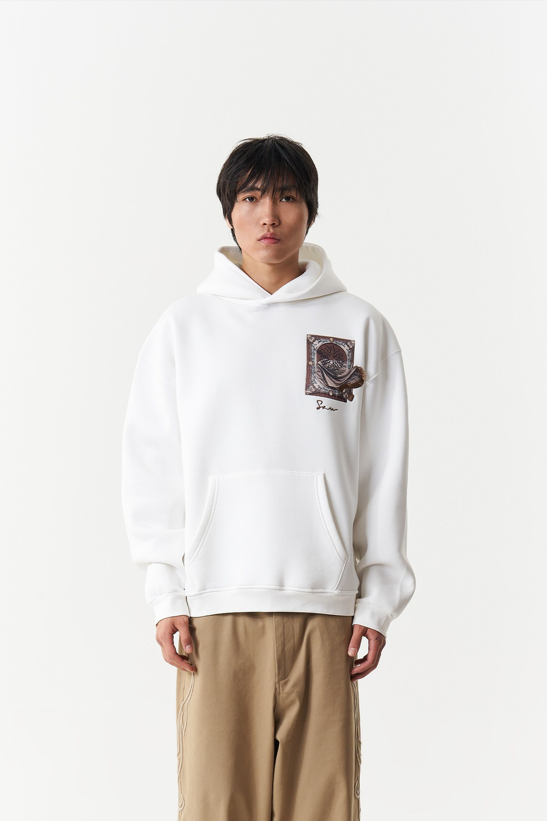Desert Veil Oversize Erkek Sweatshirt Ekru