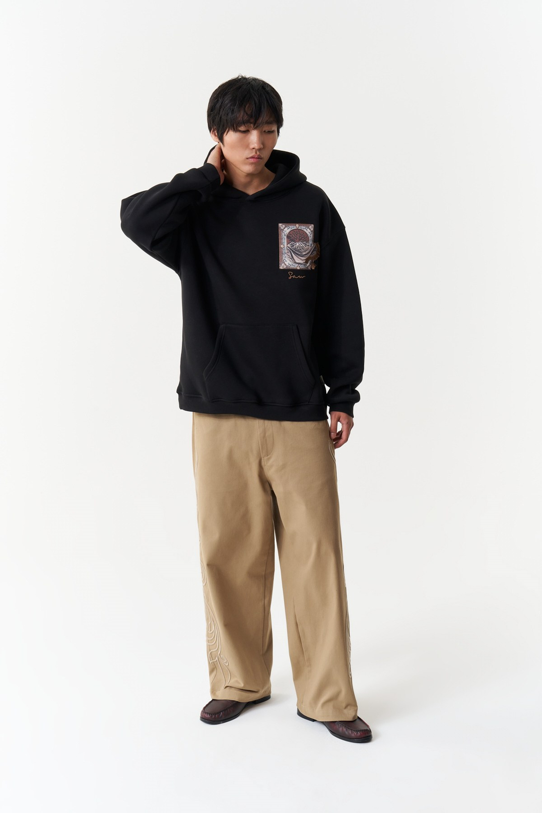 Desert Veil Oversize Erkek Sweatshirt Siyah