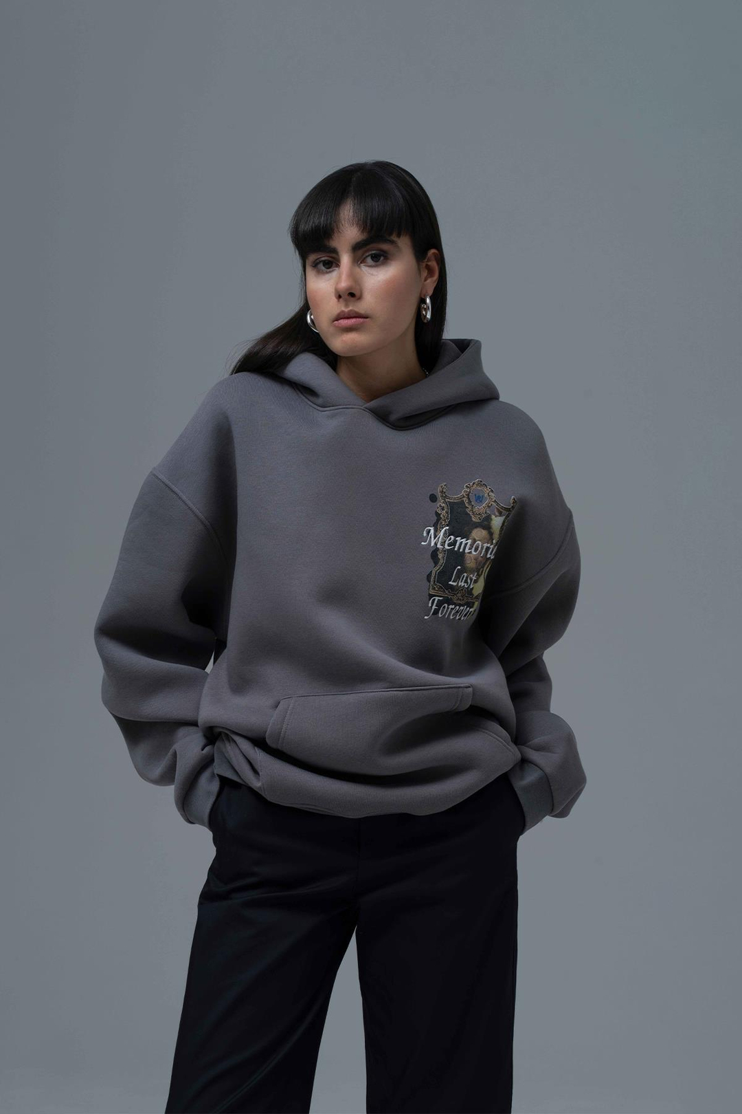 Eternal Frame Oversize Sweatshirt Kadın Füme