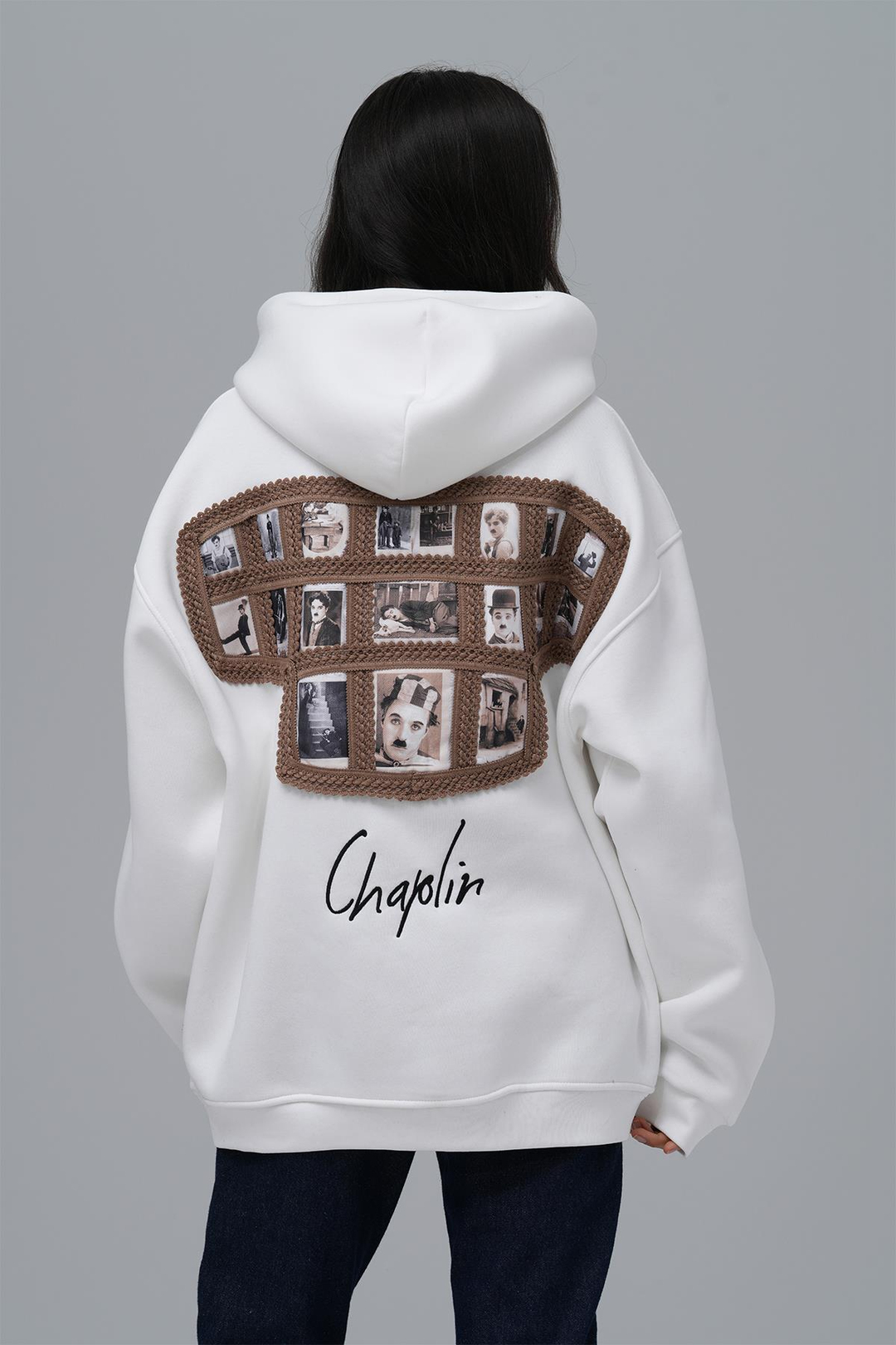 Frames of Laughter Oversize Sweatshirt Kadın Ekru