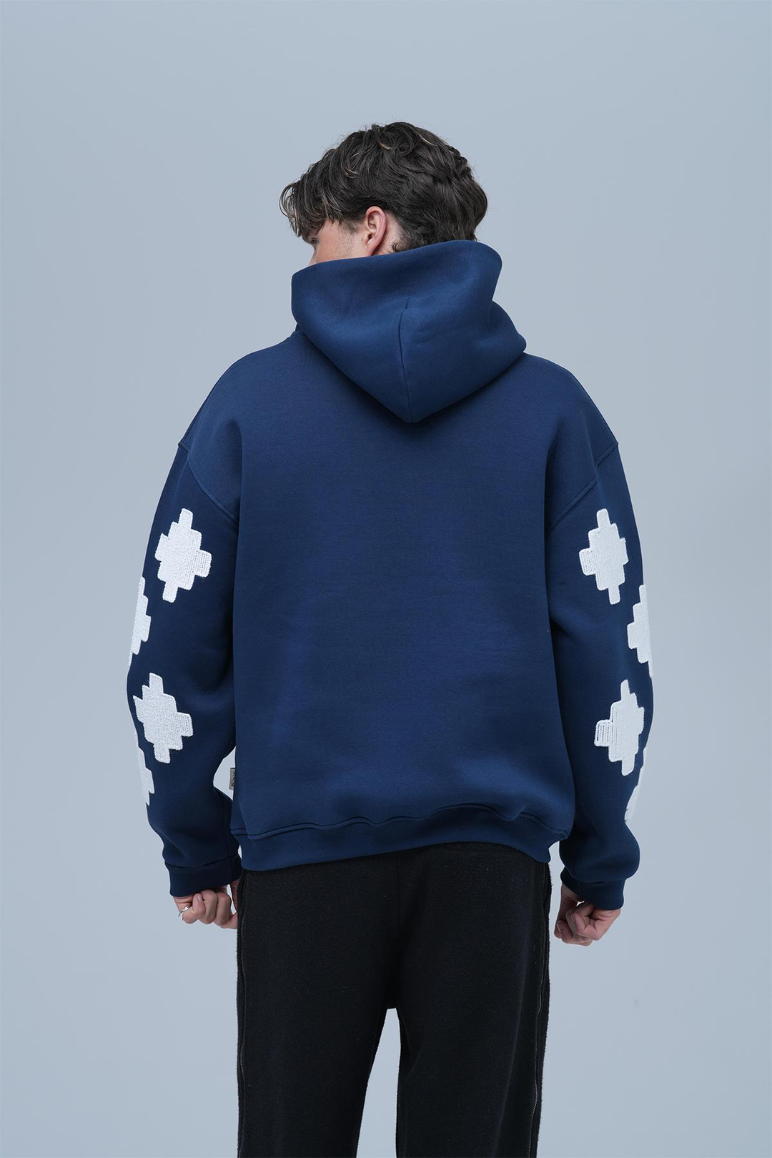 Heritage Geometry Oversize Sweatshirt Erkek İndigo