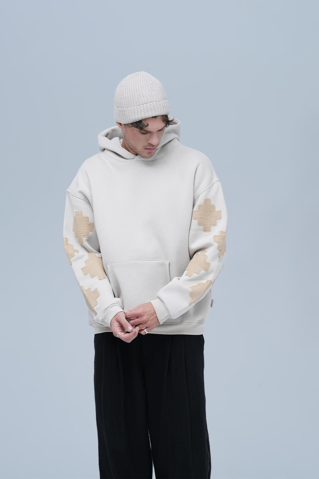 Heritage Geometry Oversize Sweatshirt Erkek Stone