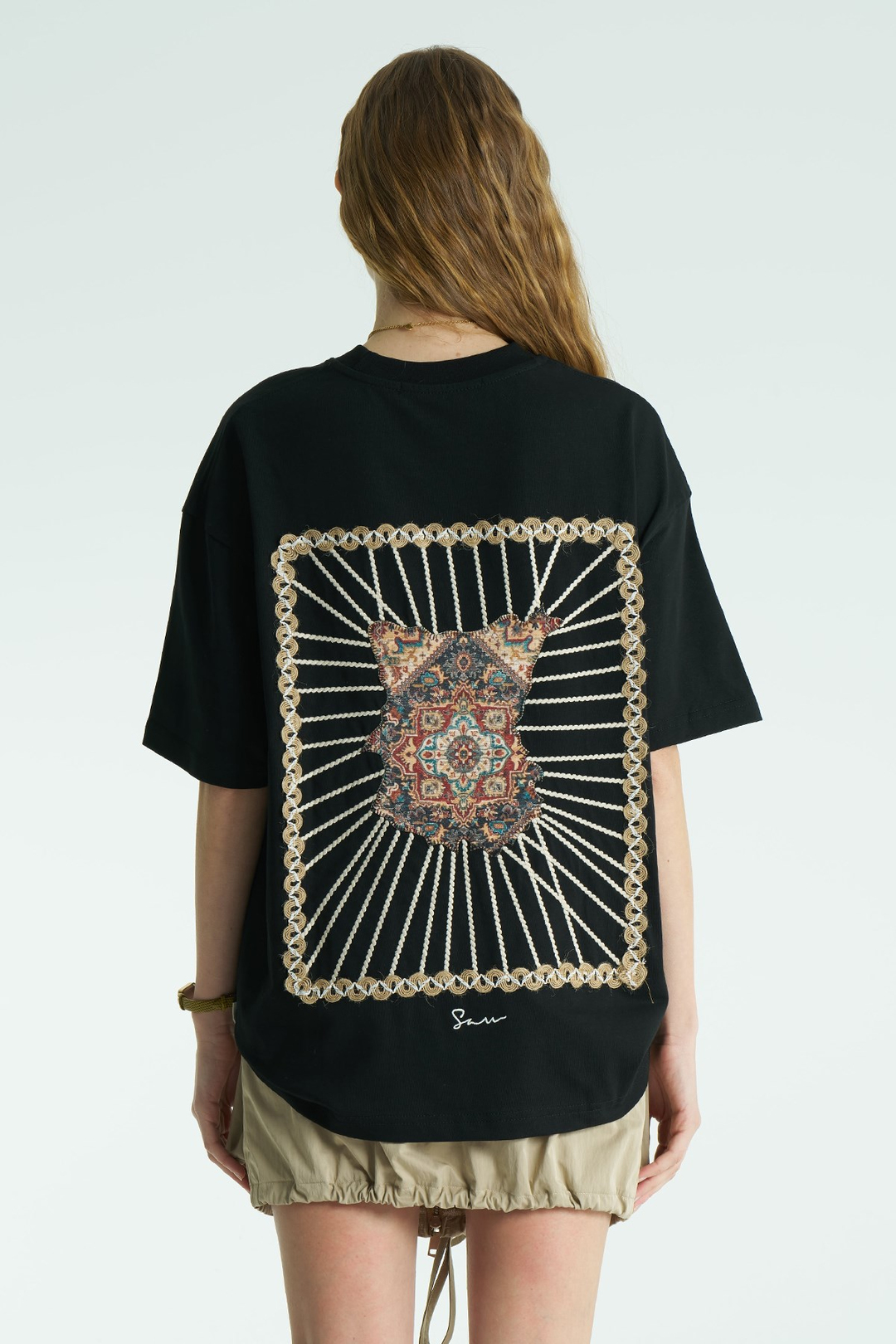 Heritage Oversize Kadın Tişört Siyah