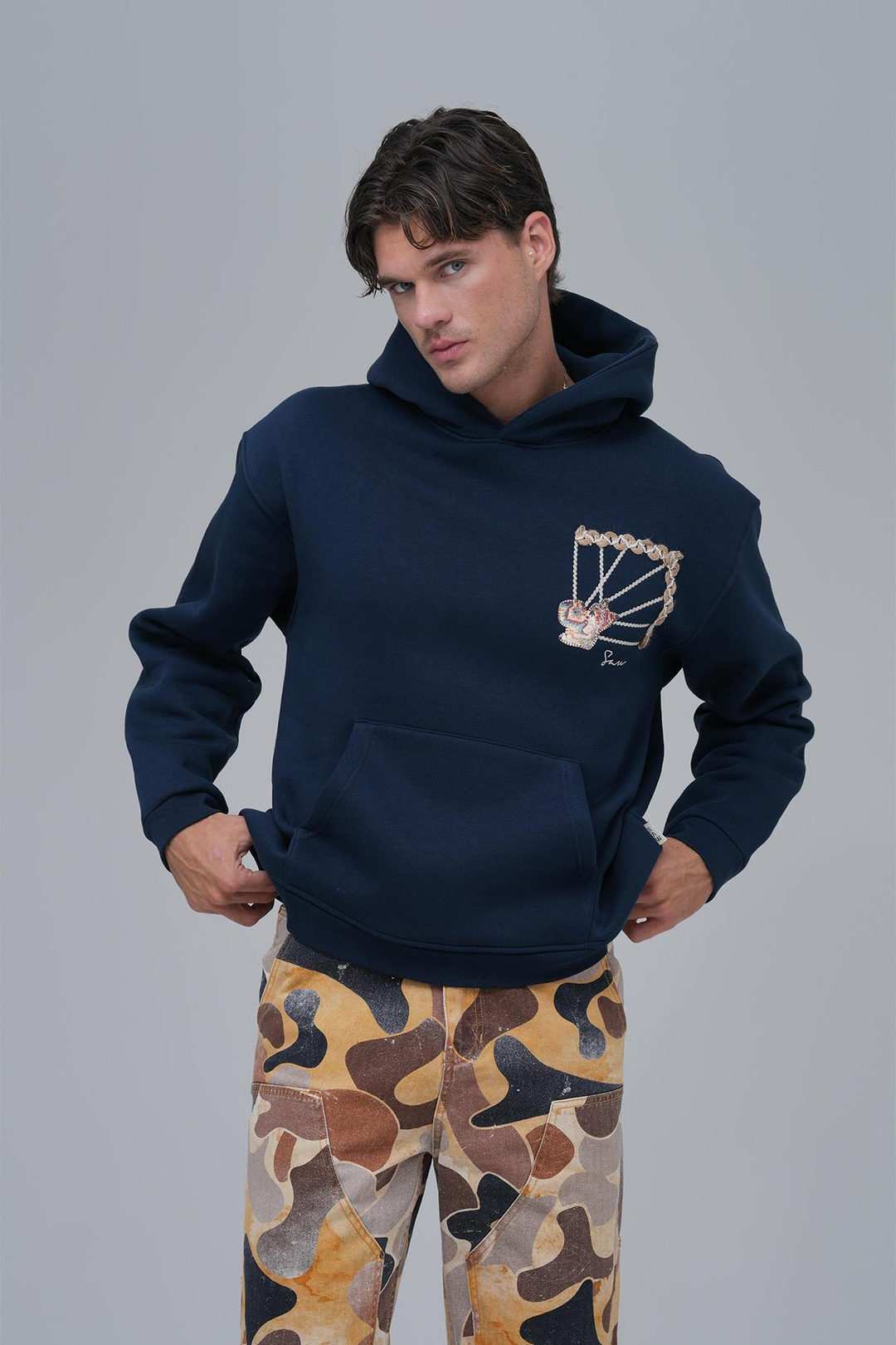 Heritage Threads Oversize Sweatshirt Erkek İndigo