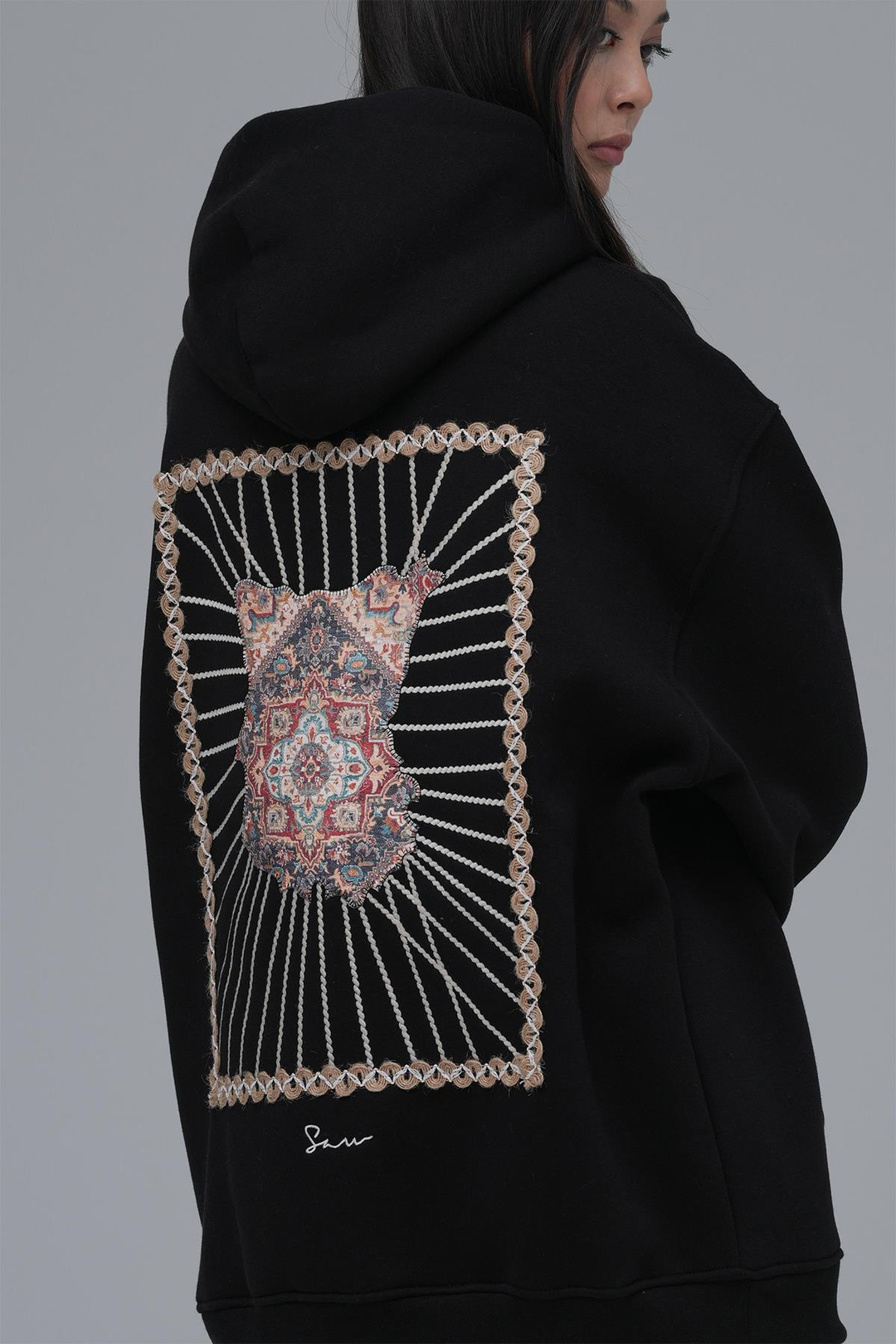 Heritage Threads Oversize Sweatshirt Kadın Siyah