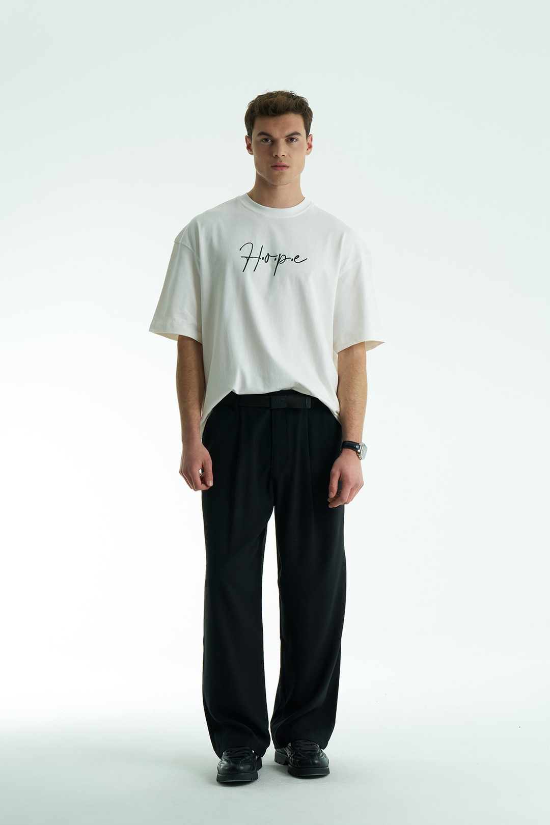 Hope Oversize Tişört Erkek Ekru