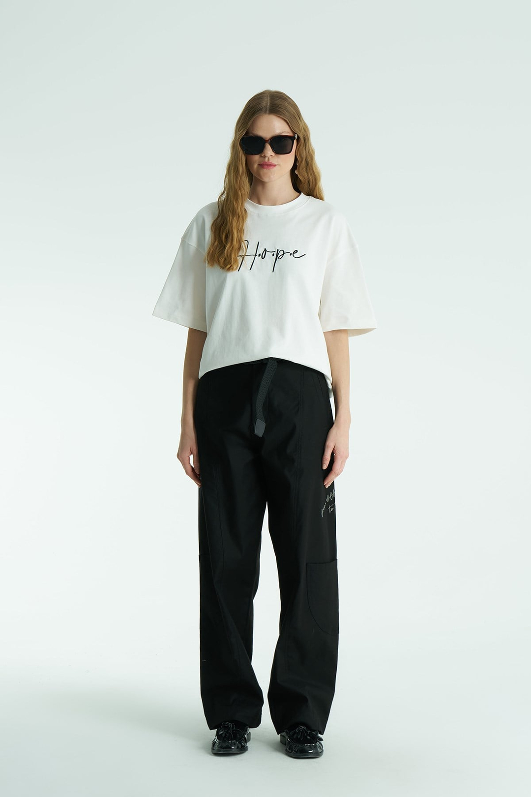Hope Oversize Tişört Kadın Ekru
