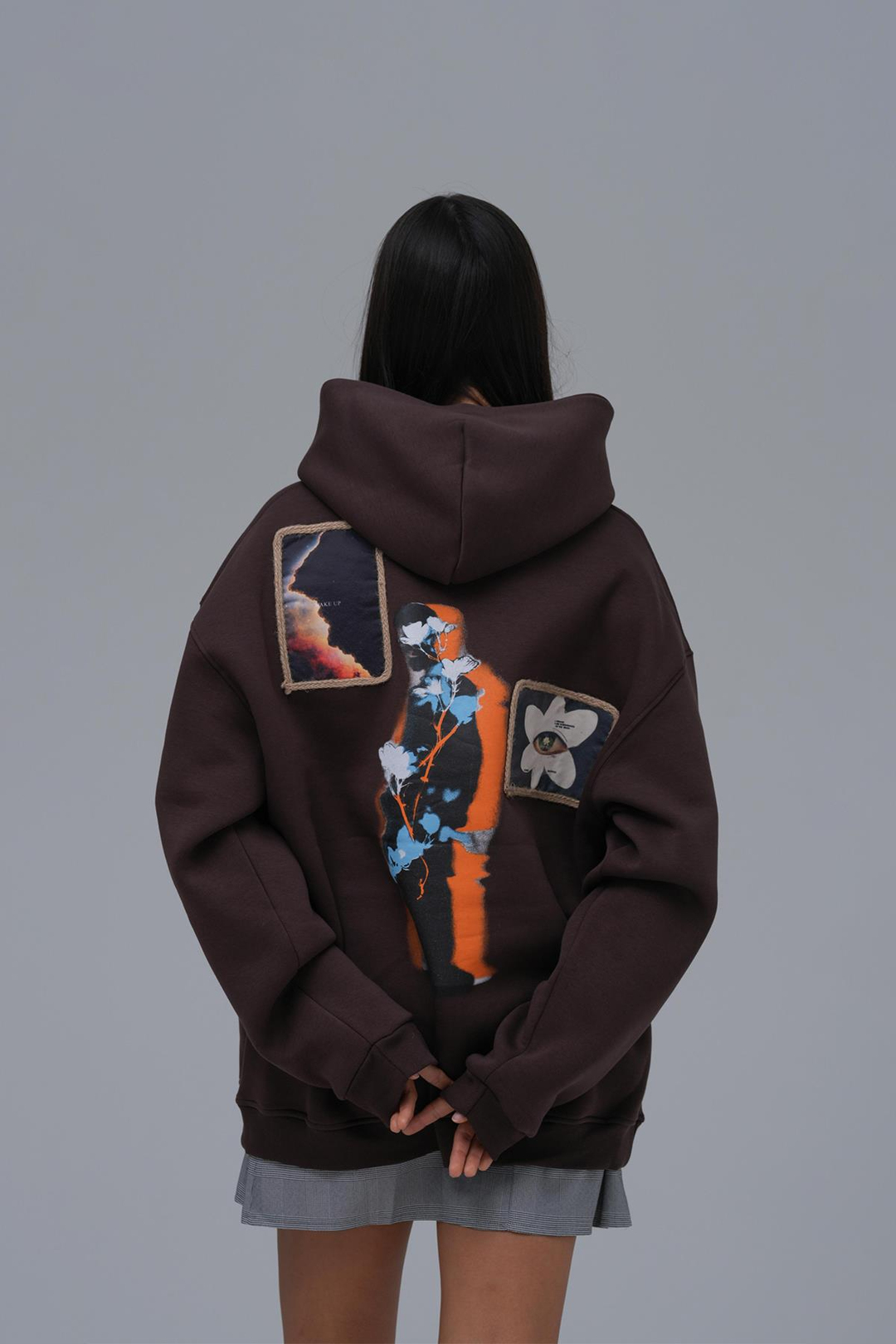 Layers of Awakening Oversize Sweatshirt Kadın Kahverengi
