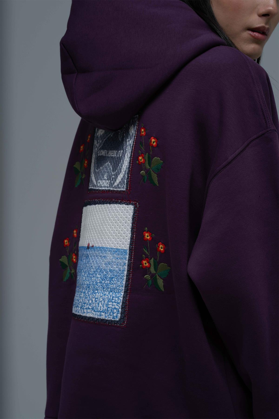 Loneliness Is a Choice Oversize Sweatshirt Kadın Mor
