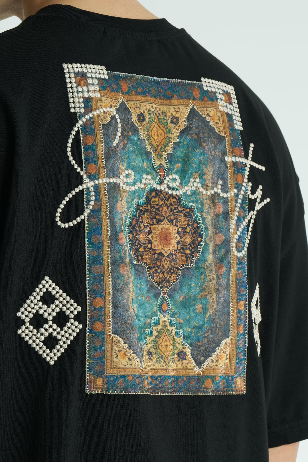 Medallion Oversize Erkek Tişört Siyah