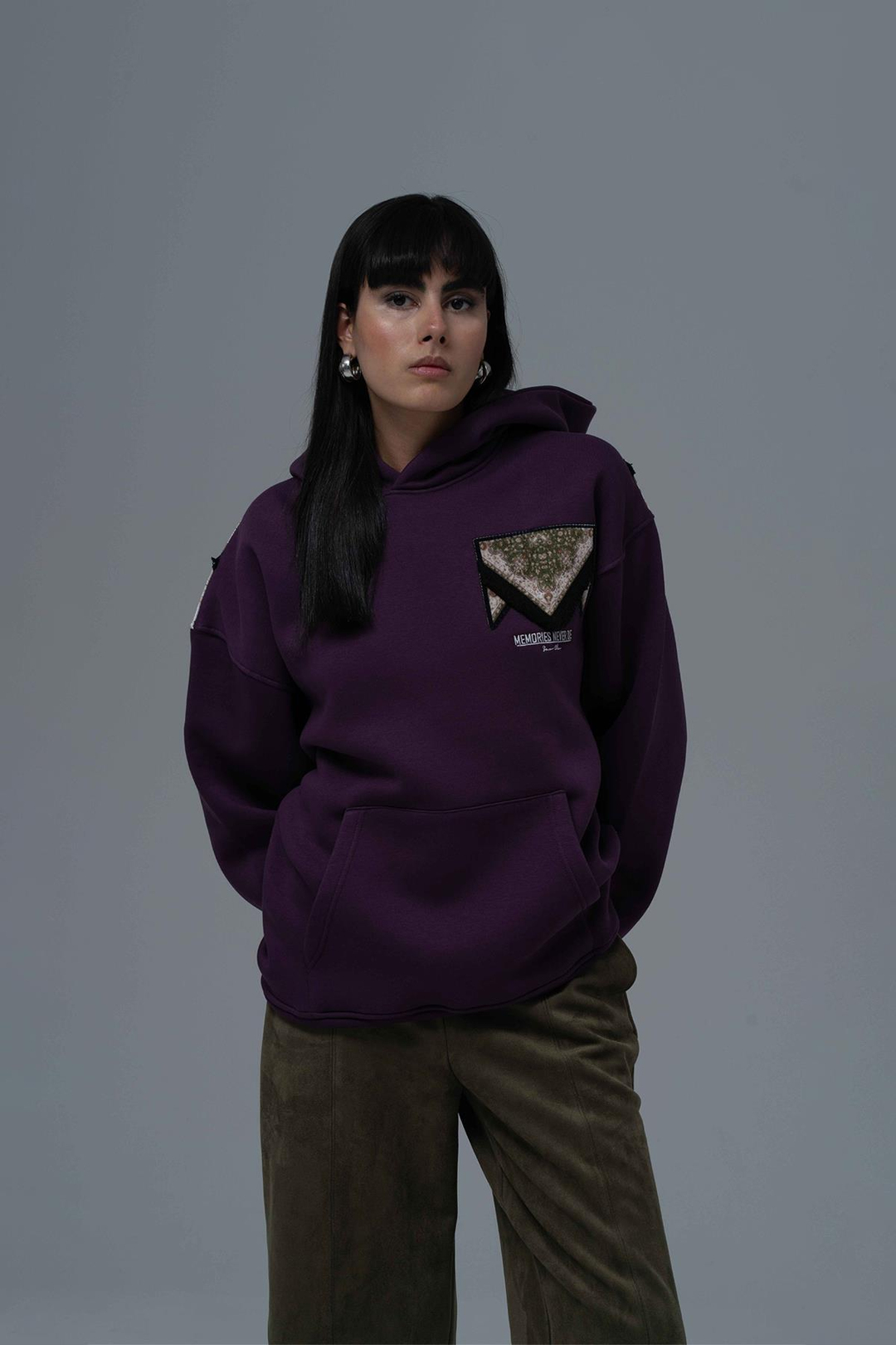 Memories Never Die Oversize Sweatshirt Kadın Mor
