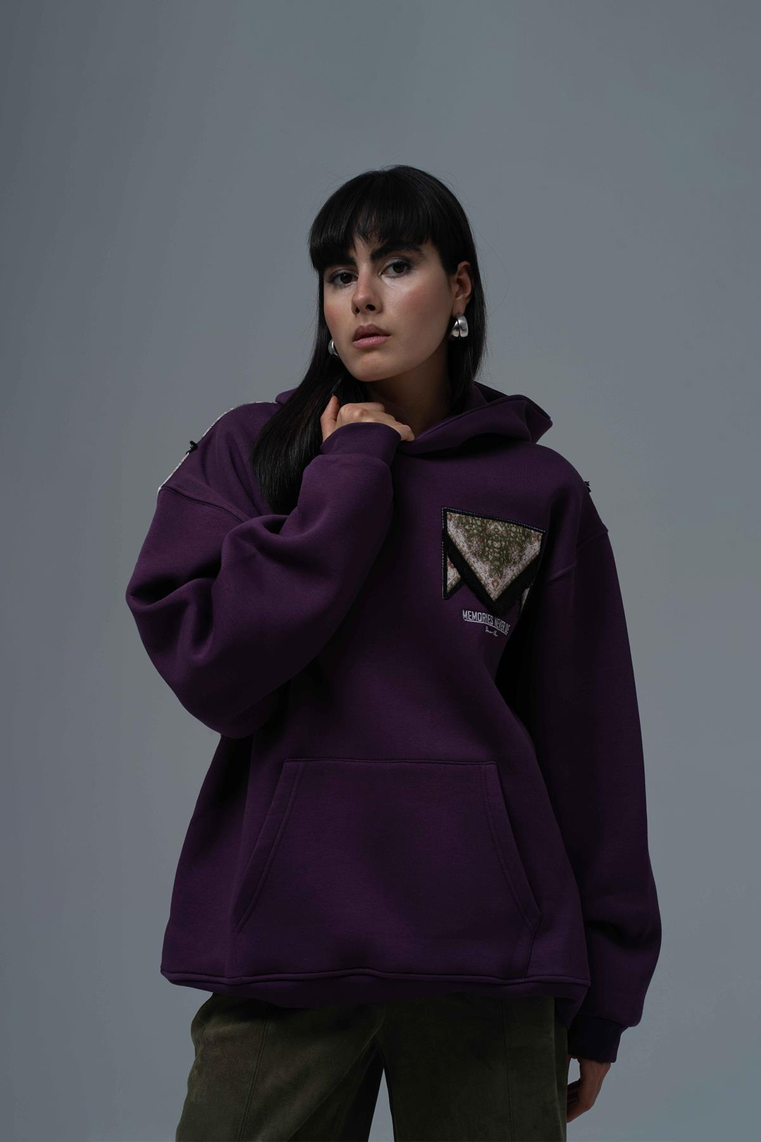 Memories Never Die Oversize Sweatshirt Kadın Mor
