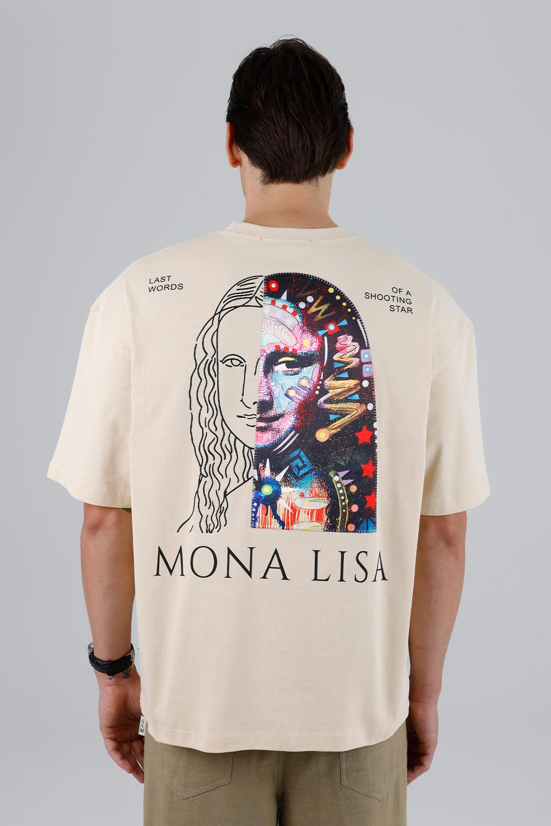 Mona Lisa Shooting Oversize Sweatshirt Erkek Stone