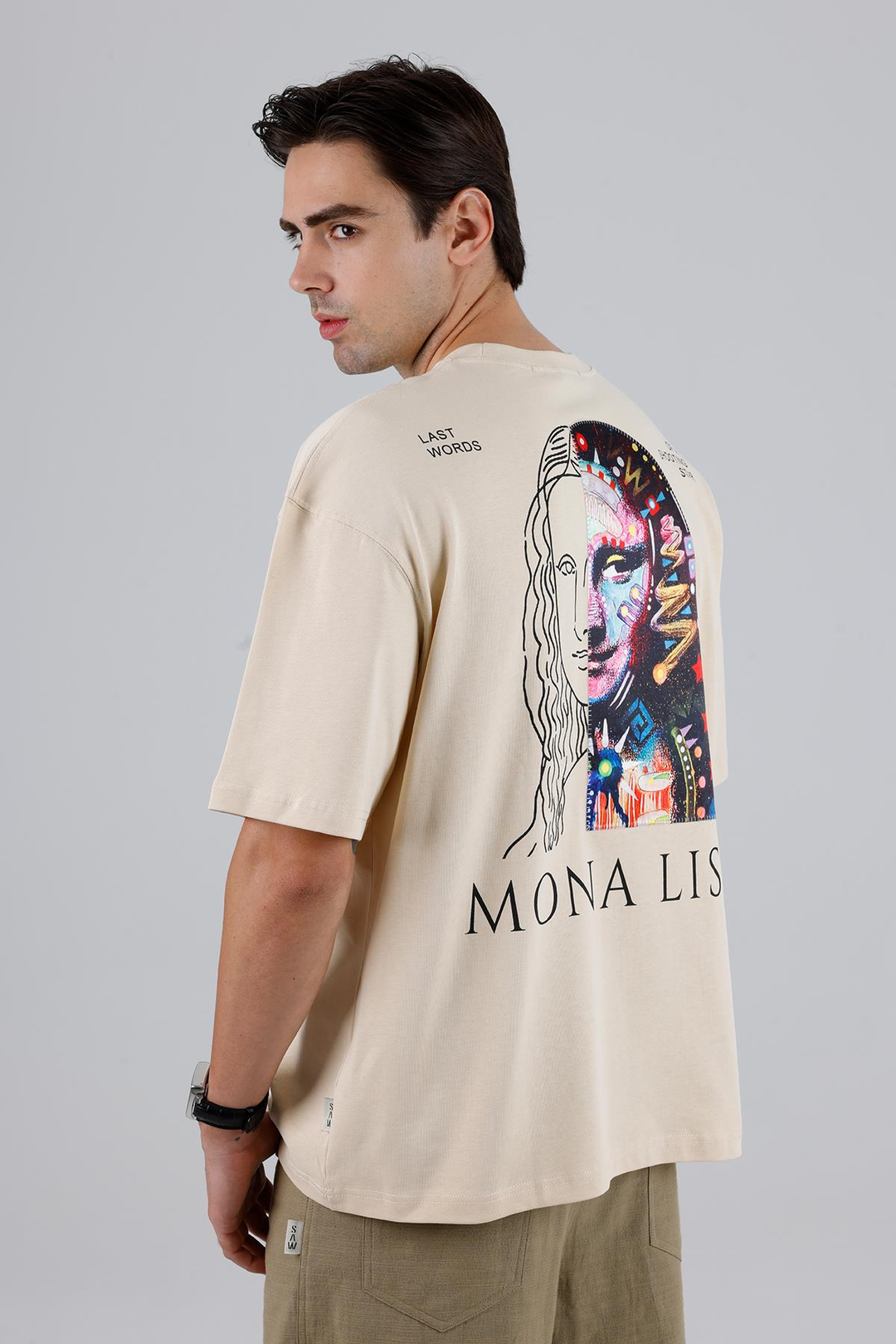 Mona Lisa Shooting Oversize Sweatshirt Erkek Stone