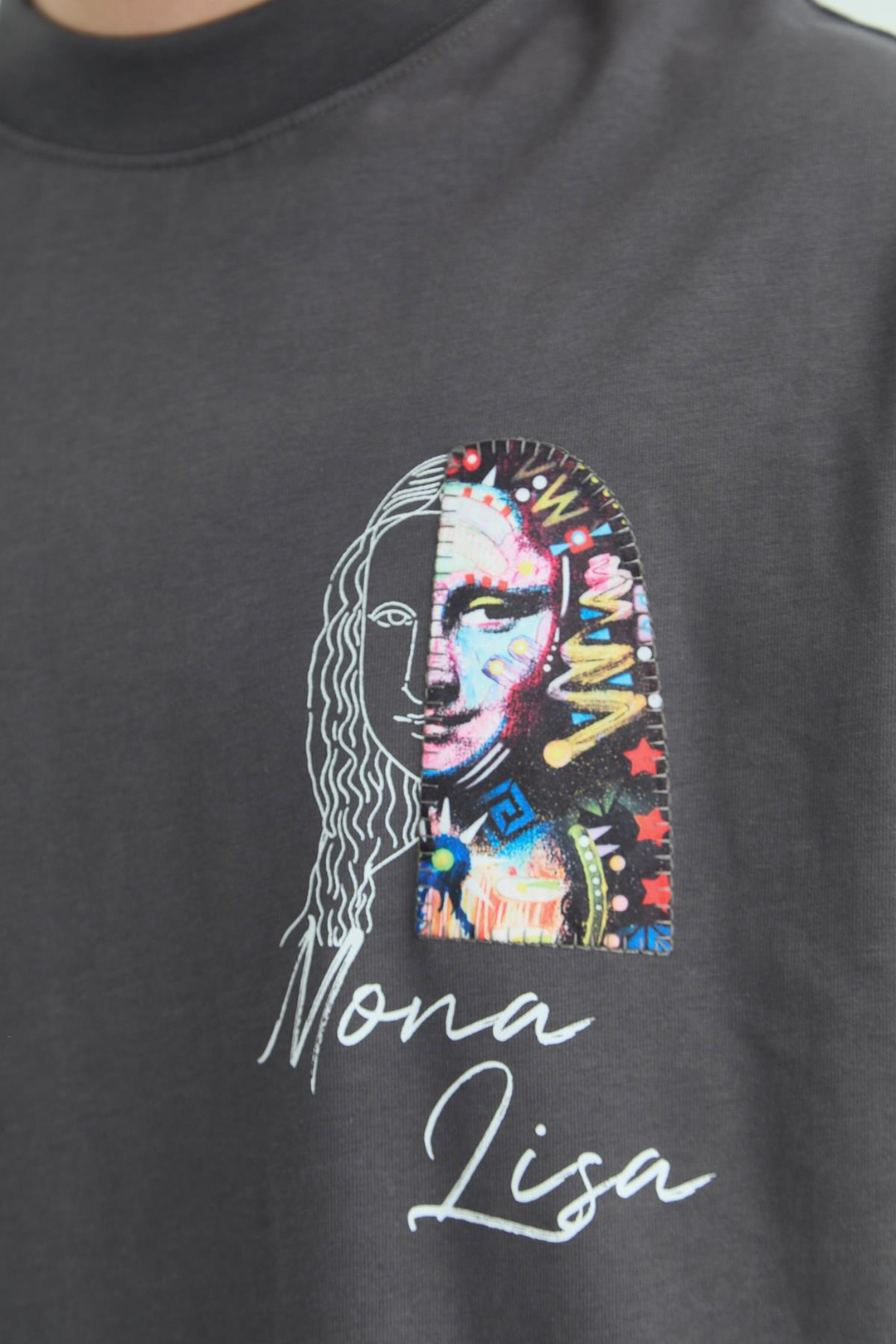 Mona Lisa Shooting Oversize Sweatshirt Erkek Füme