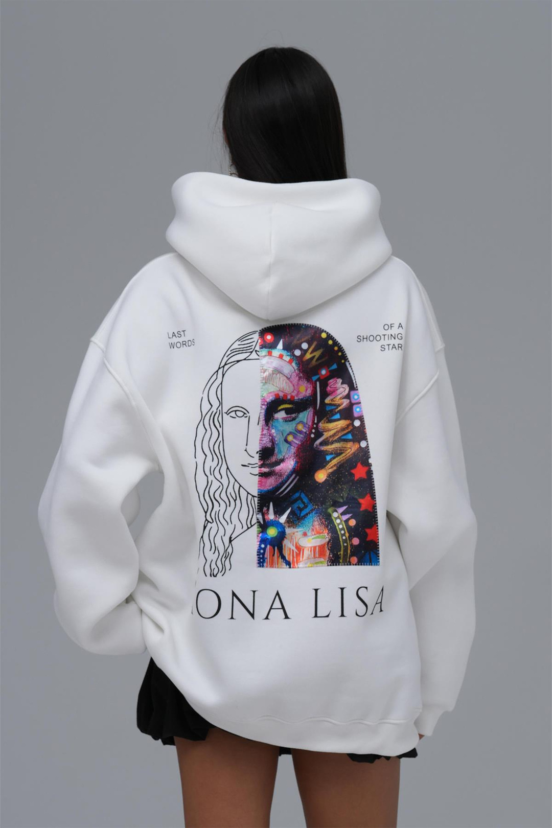 Mona Lisa Shooting Star Oversize Sweatshirt Kadın Ekru