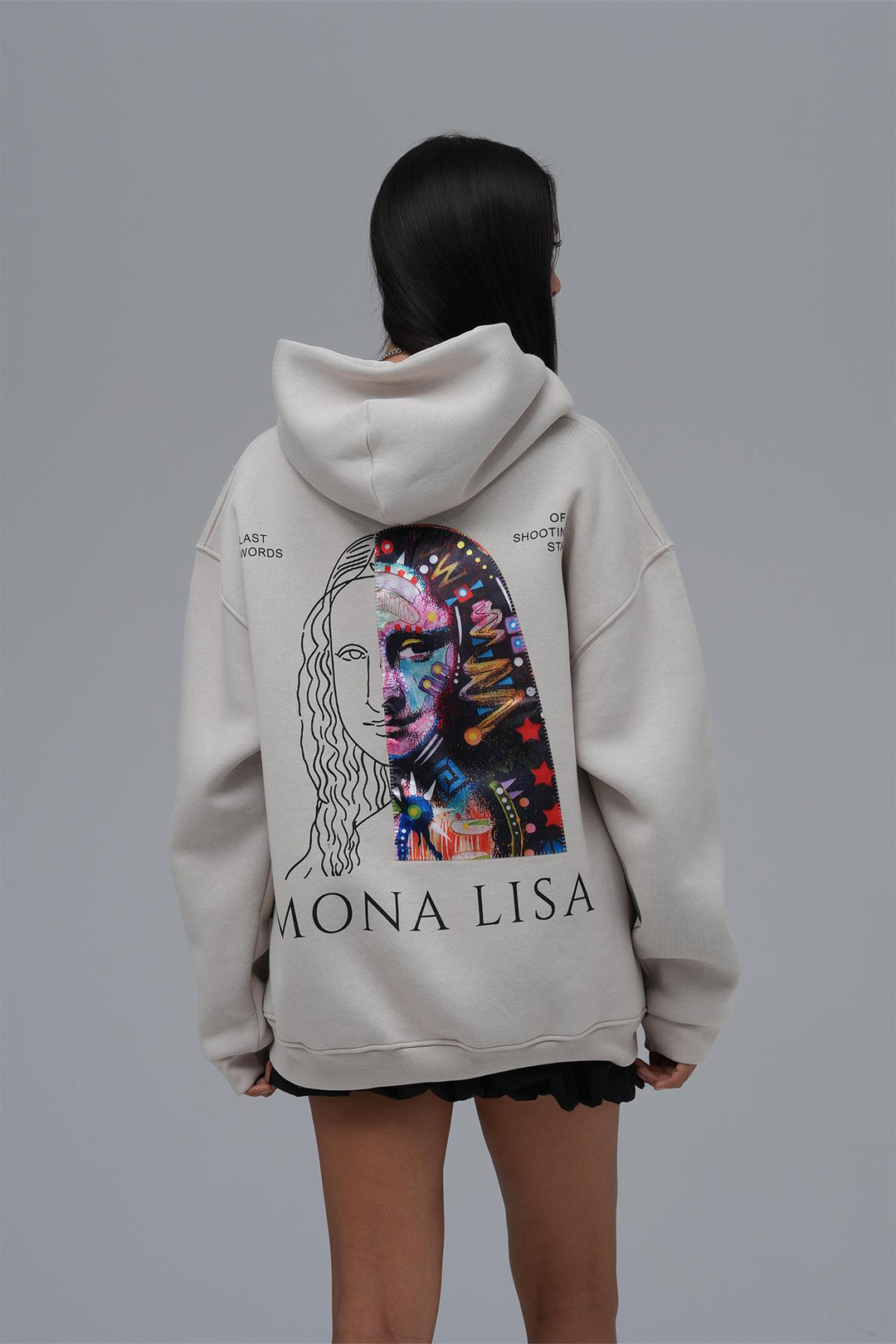 Mona Lisa Shooting Star Oversize Sweatshirt Kadın Stone