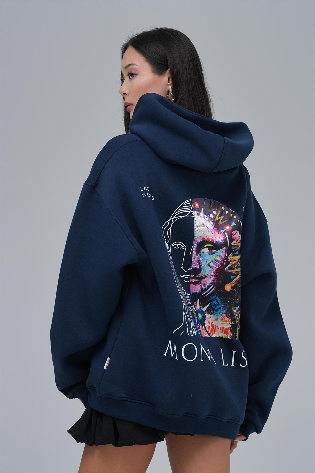 Mona Lisa Shooting Star Oversize Sweatshirt Kadın İndigo