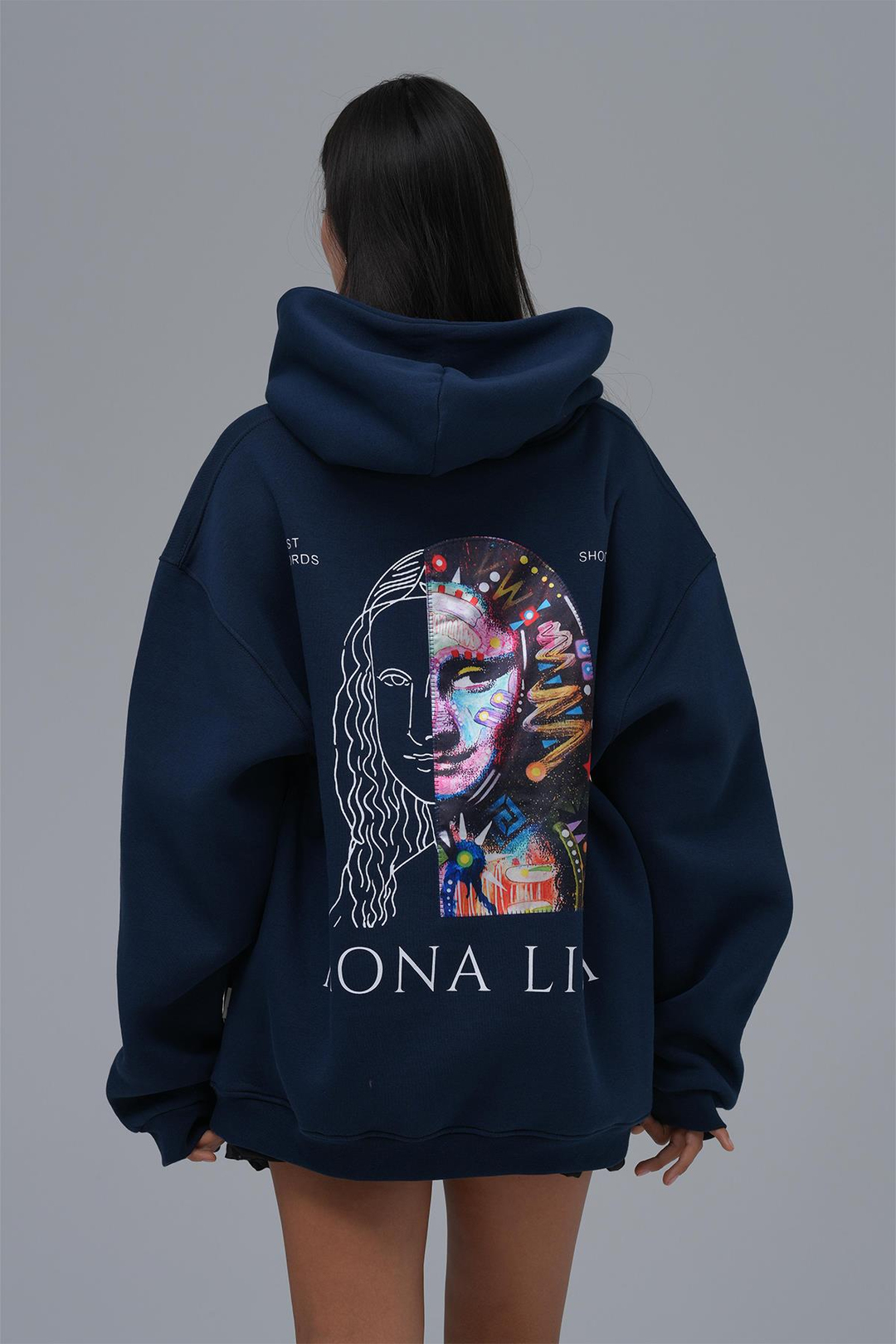 Mona Lisa Shooting Star Oversize Sweatshirt Kadın İndigo