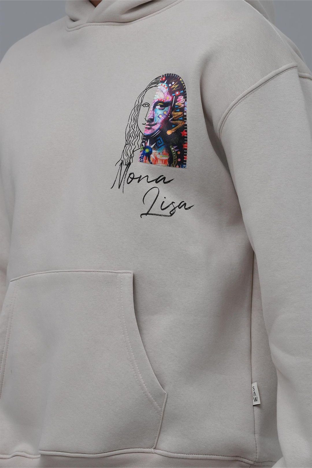 Mona Lisa Shooting Star Oversize Sweatshirt Erkek Stone