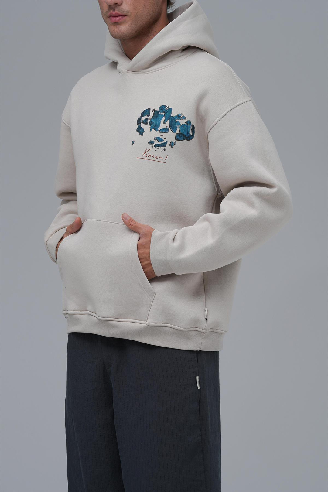 Mosaic Portrait Oversize Sweatshirt Erkek Stone