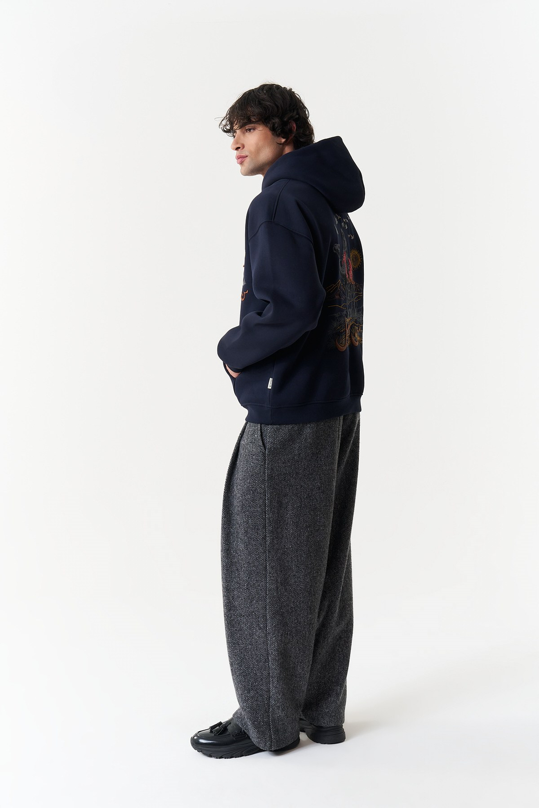 Nomadic Horizon Oversize Erkek Sweatshirt Lacivert
