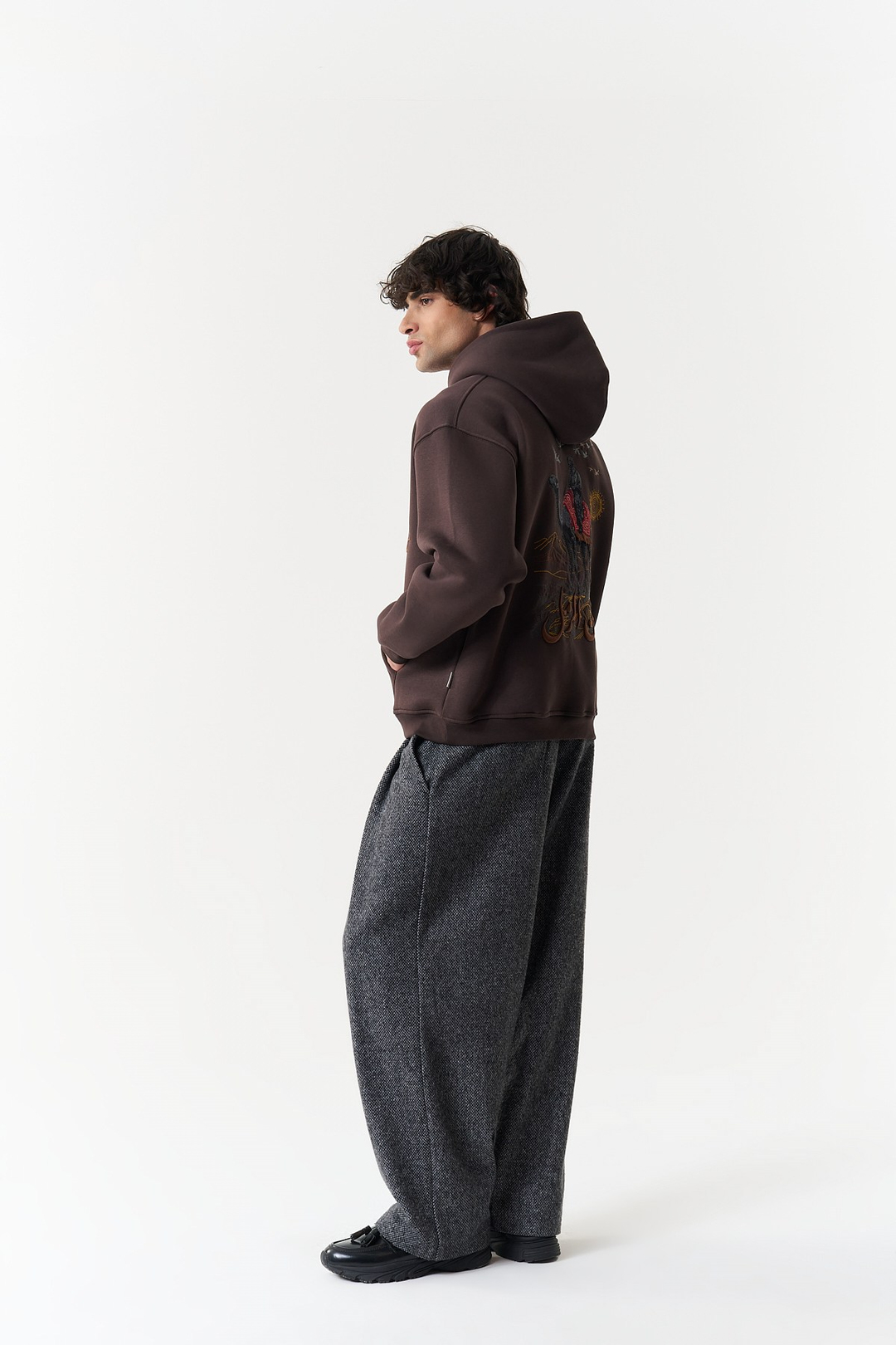 Nomadic Horizon Oversize Erkek Sweatshirt Kahverengi