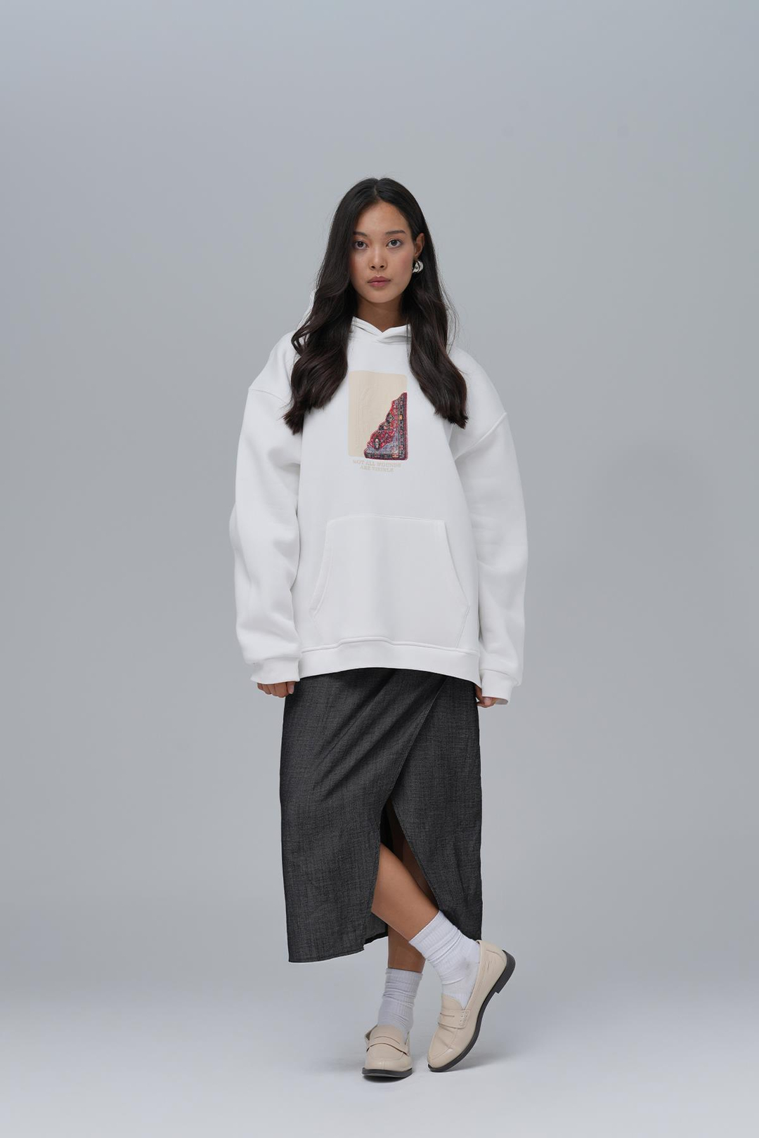 Not All Wounds Are Visible Oversize Sweatshirt Kadın Taş