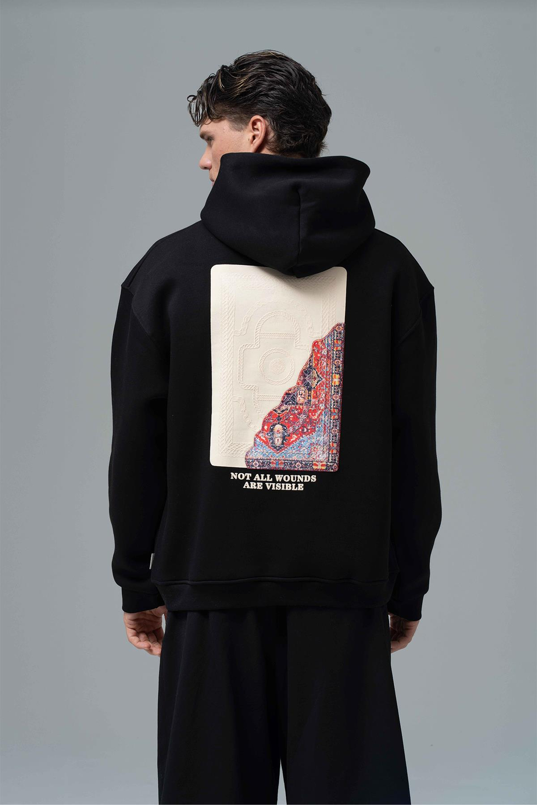 Not All Wounds Are Visible Oversize Sweatshirt Erkek Siyah