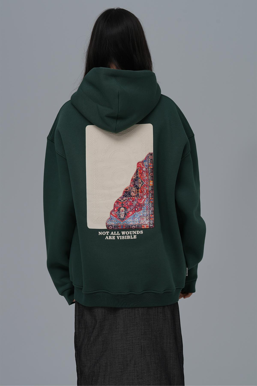 Not All Wounds Are Visible Oversize Sweatshirt Kadın Yeşil