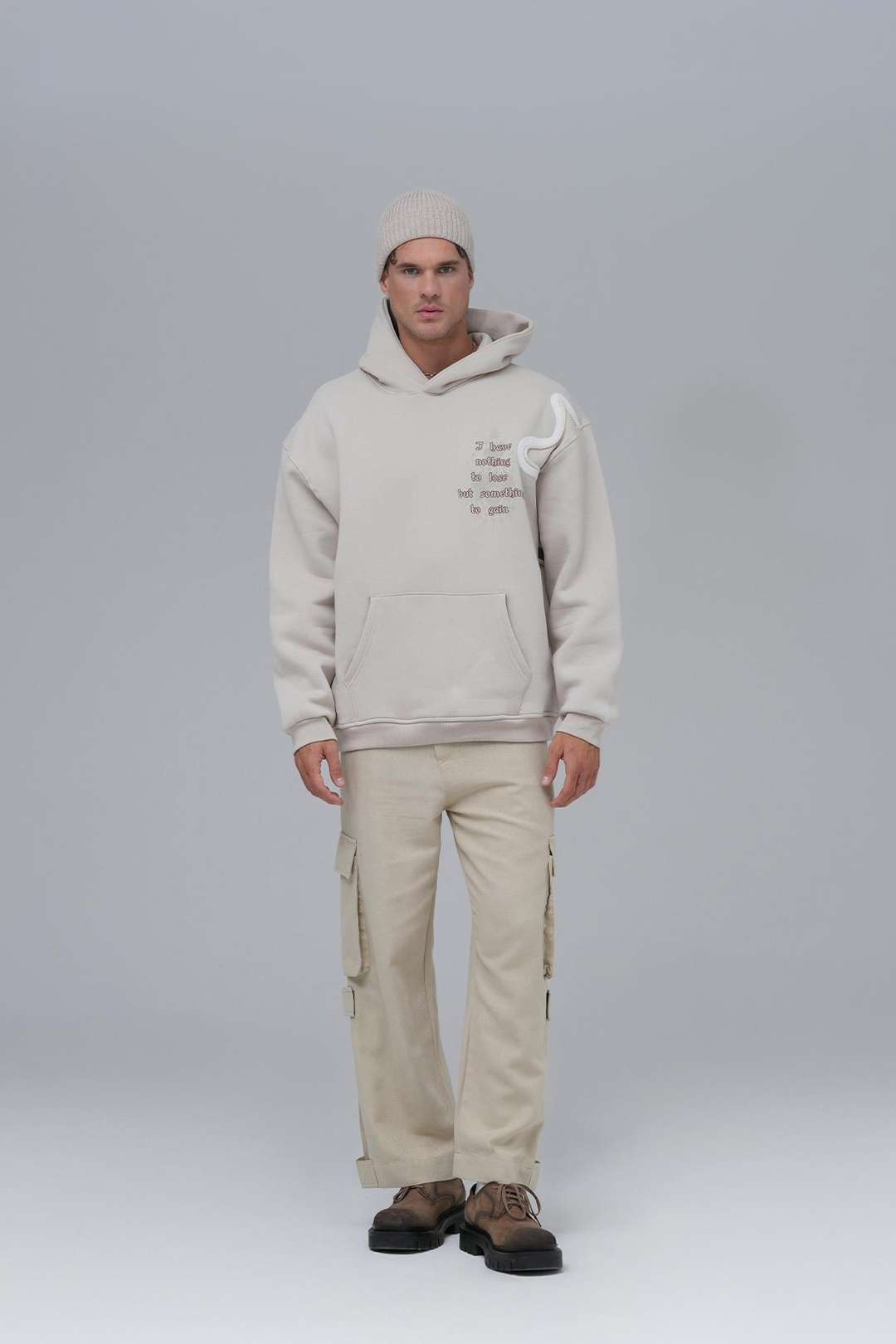 Nothing to Lose Oversize Sweatshirt Erkek Stone