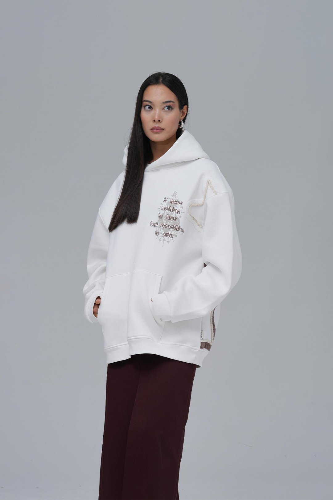 Nothing to Lose Oversize Sweatshirt Kadın Ekru