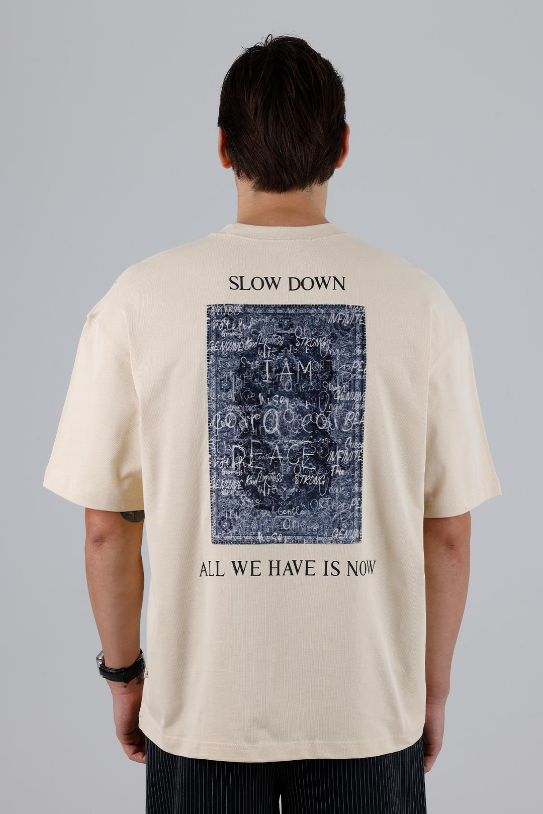 Now Manifesto Oversize Tişört Erkek Stone
