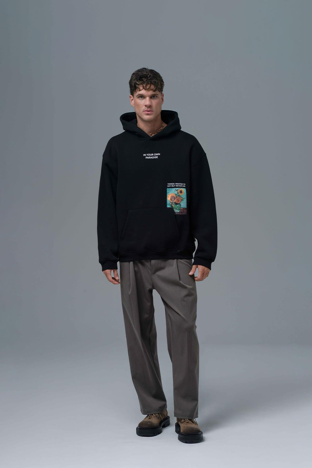 Paradise Within Oversize Sweatshirt Erkek Siyah