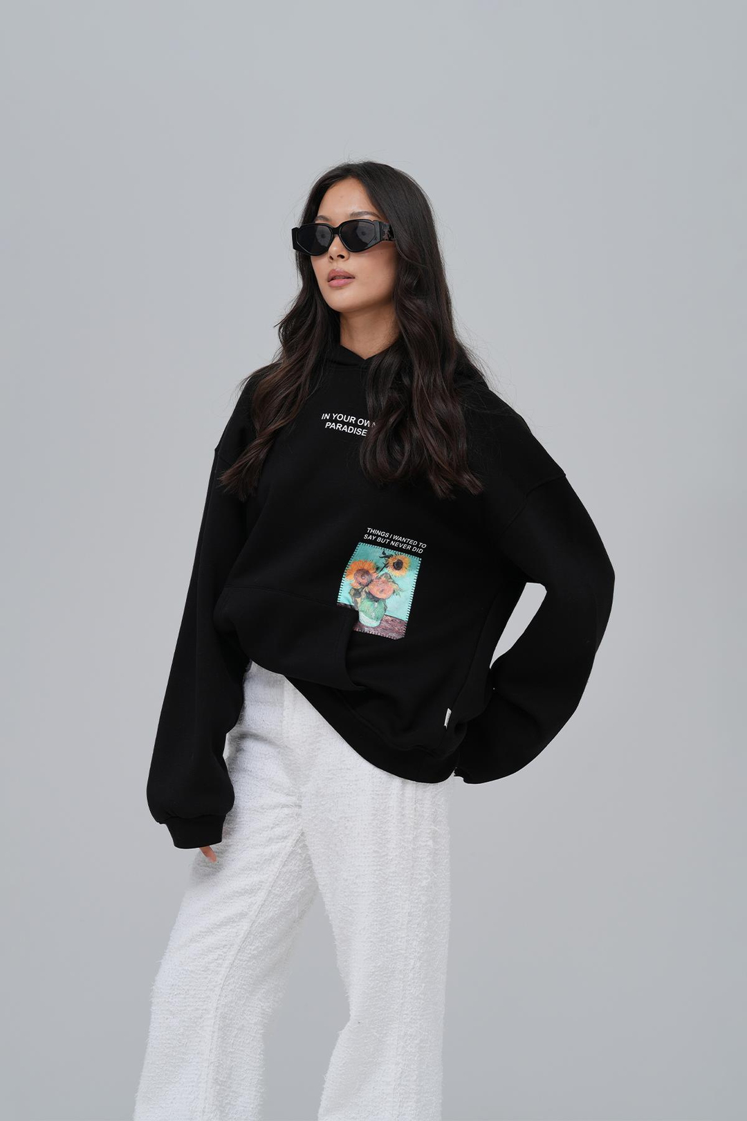 Paradise Within Oversize Sweatshirt Kadın Siyah
