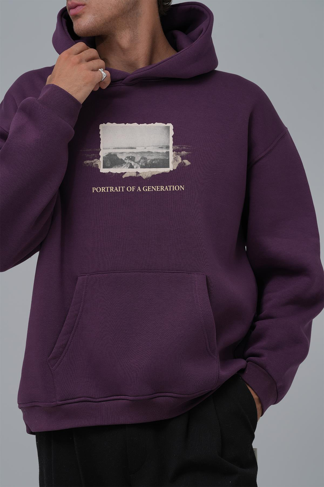 Portrait of a Generation Oversize Sweatshirt Erkek Mor