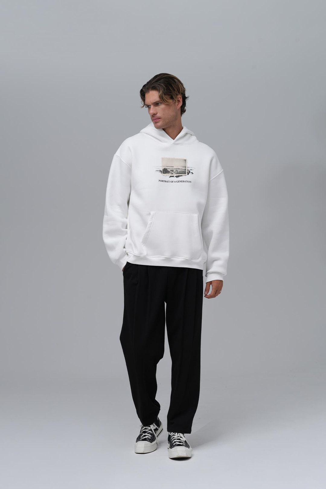 Portrait of a Generation Oversize Sweatshirt Erkek Taş