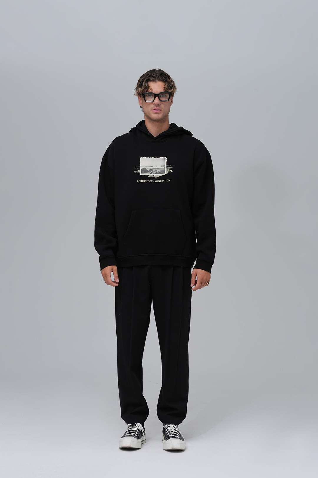 Portrait of a Generation Oversize Sweatshirt Erkek Siyah