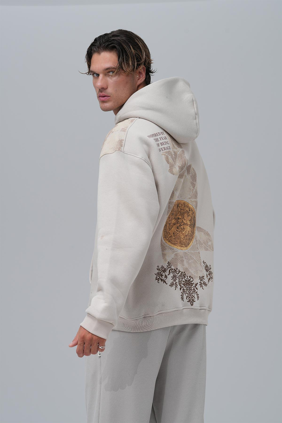 Realistic Oversize Sweatshirt Erkek Ekru