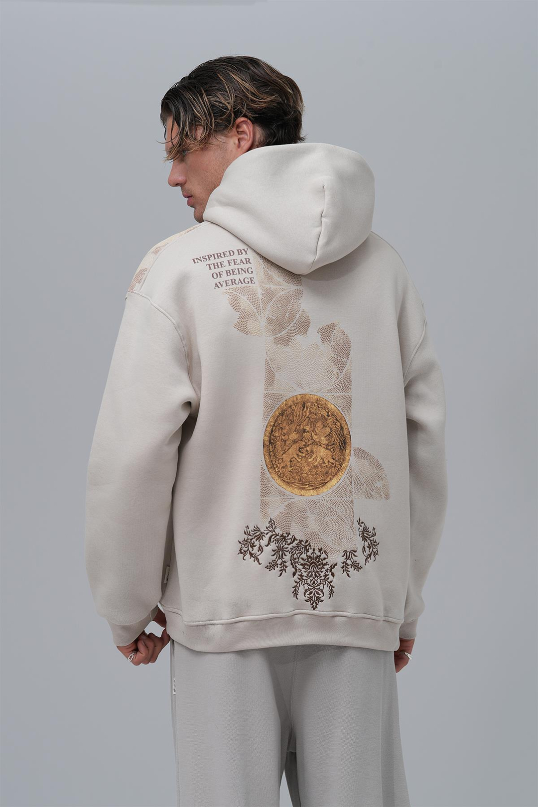 Realistic Oversize Sweatshirt Erkek Ekru