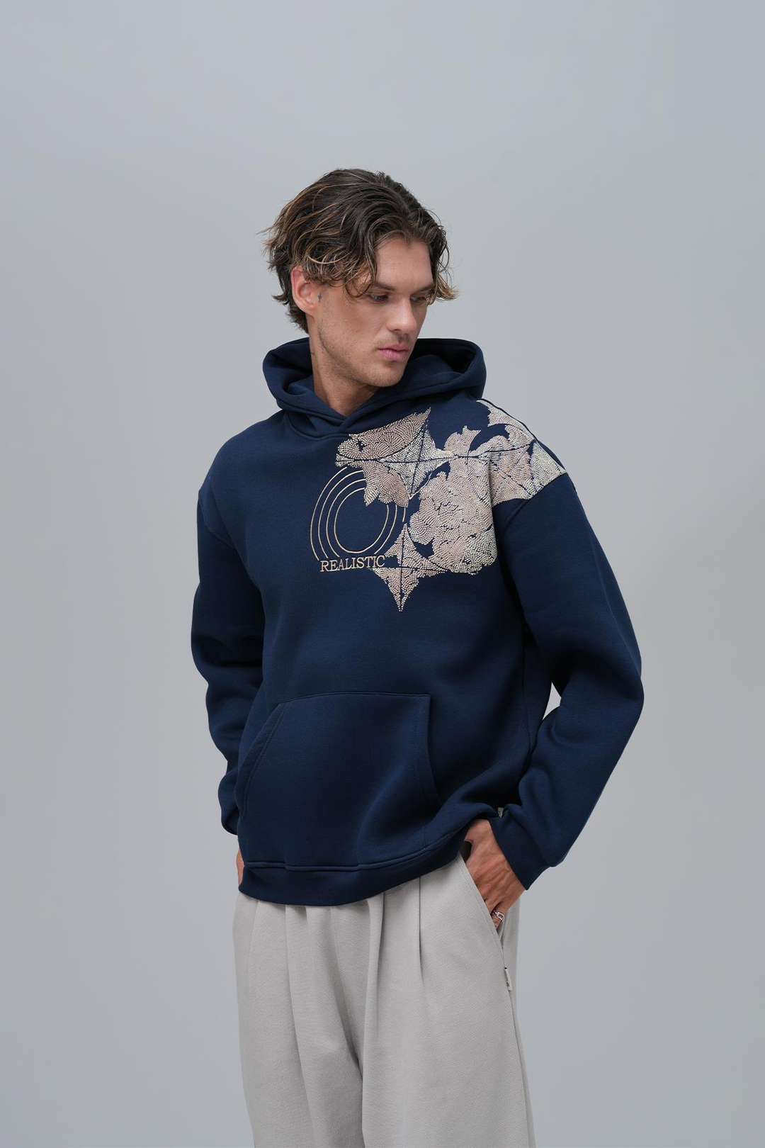 Realistic Oversize Sweatshirt Erkek İndigo
