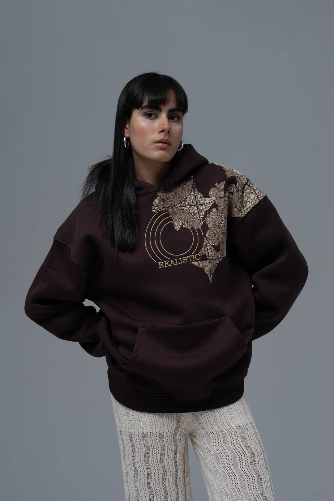 Realistic Oversize Sweatshirt Kadın Kahverengi